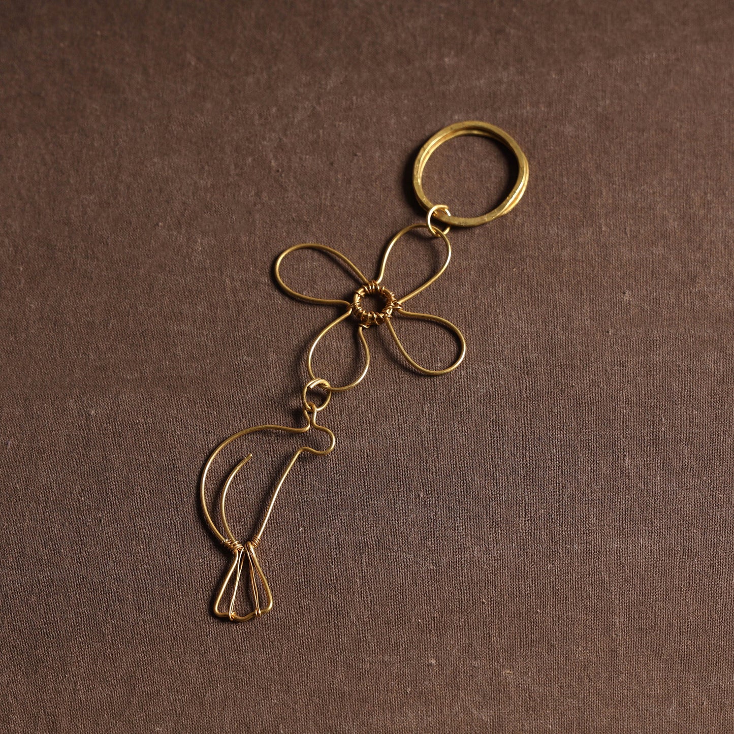 Yellow Brass Metal Handcrafted Dokra Keychain 
