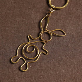 Yellow Brass Metal Handcrafted Dokra Keychain 
