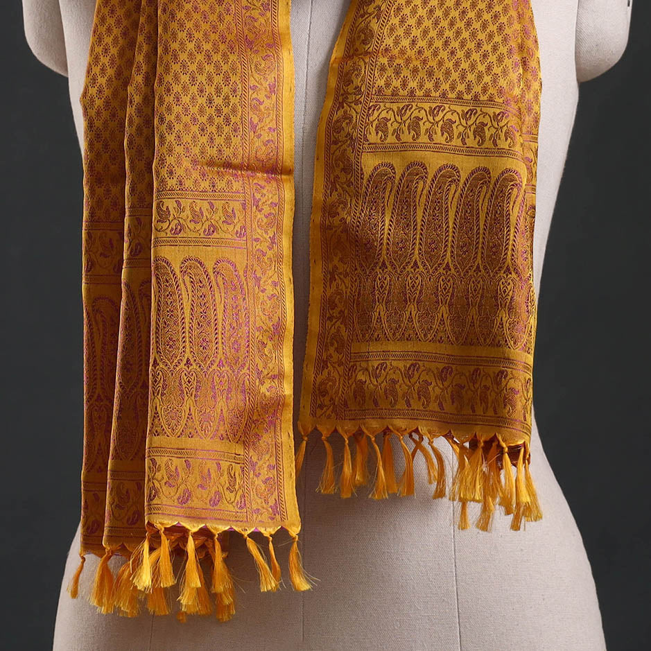 Brocade handloom semi silk banarasi stole 36 - handcrafted