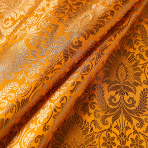 Yellow - brocade silk banarasi fabric 14 - handcrafted