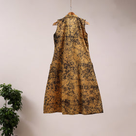 Yellow - button down cotton batik dress 05 - handcrafted