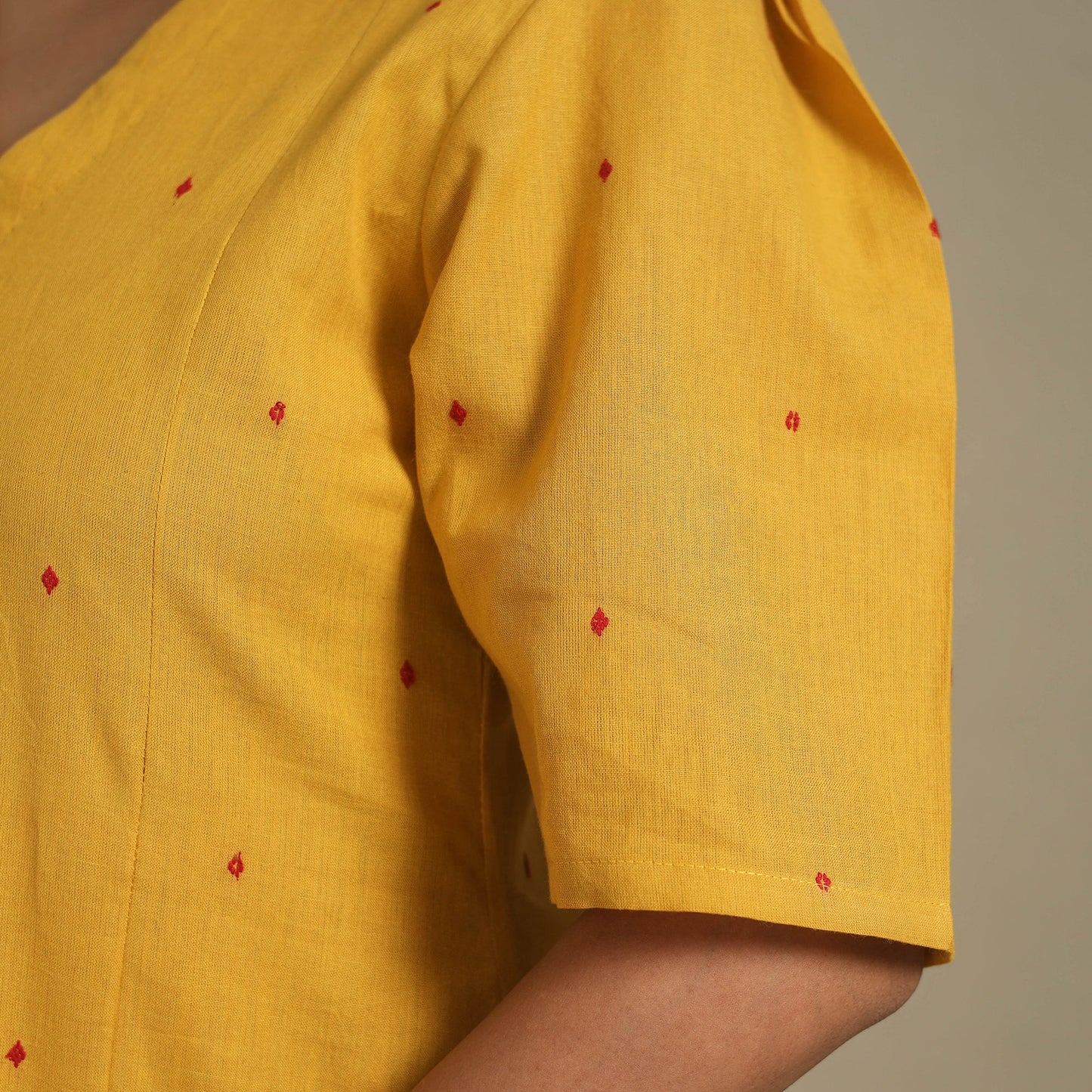 Yellow - button down cotton jacquard dress 05 - handcrafted