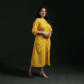 Button down cotton pochampally ikat dress 05 - handcrafted