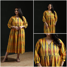 Button down flared cotton pochampally ikat dress 10