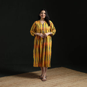 Button down flared cotton pochampally ikat dress 10