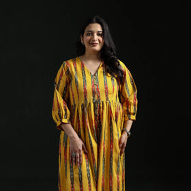 Button down flared cotton pochampally ikat dress 10