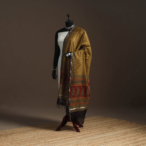 Chanderi silk bagh natural dyed dupatta with zari border 47