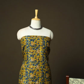 Chanderi silk hand block bagru print 3pc unstitched dress