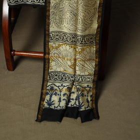 Chanderi silk hand block bagru print 3pc unstitched dress