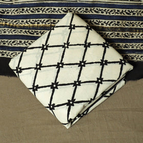 Chanderi silk hand block bagru print 3pc unstitched dress
