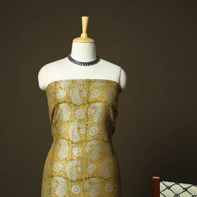 Chanderi silk hand block bagru print 3pc unstitched dress