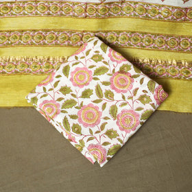 Chanderi silk hand block sanganeri print 3pc unstitched