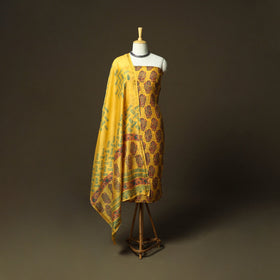 Chanderi silk hand block sanganeri print 3pc unstitched