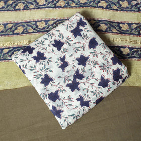 Chanderi silk hand block sanganeri print 3pc unstitched