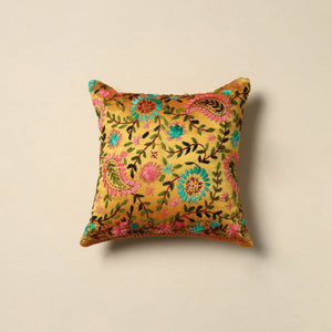 Chanderi silk hand embroidery cushion cover 10 - handcrafted
