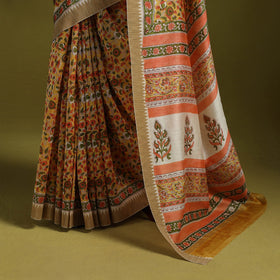 Chanderi silk hand sanganeri saree with ghicha border 14