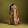 Chanderi silk hand sanganeri saree with ghicha border 14