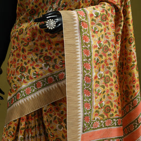 Chanderi silk hand sanganeri saree with ghicha border 14