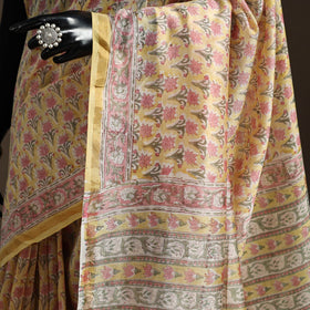 Chanderi silk hand sanganeri saree with zari border 02