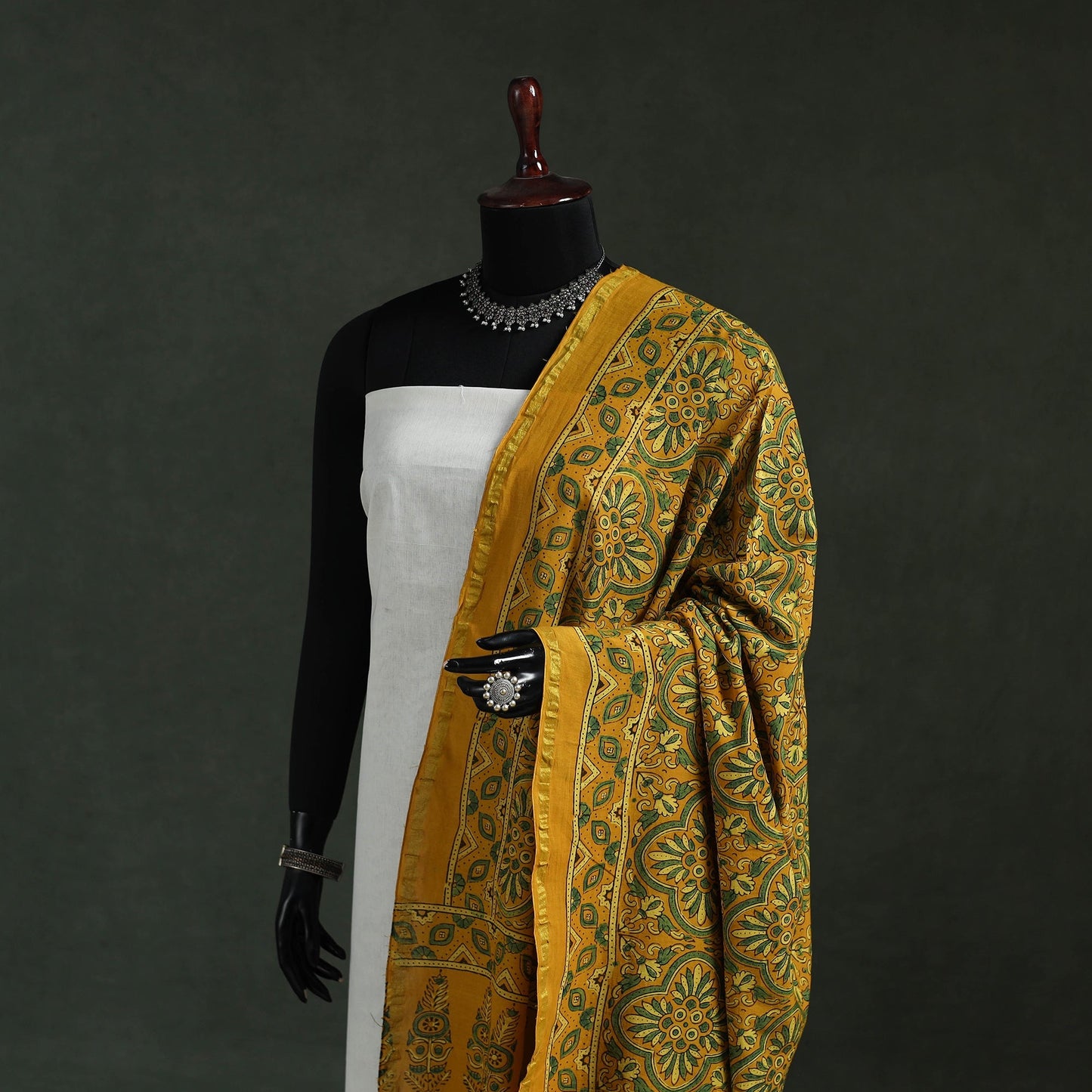 Chanderi silk kutch hand block print natural dyed handloom