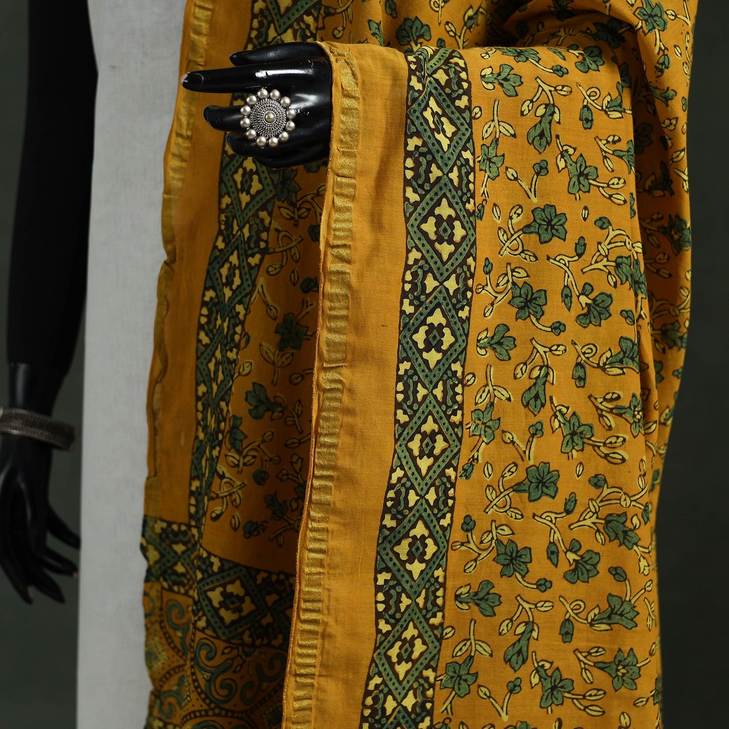 Chanderi silk kutch hand block print natural dyed handloom