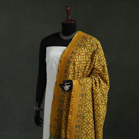 Yellow - chanderi silk kutch hand block print natural dyed