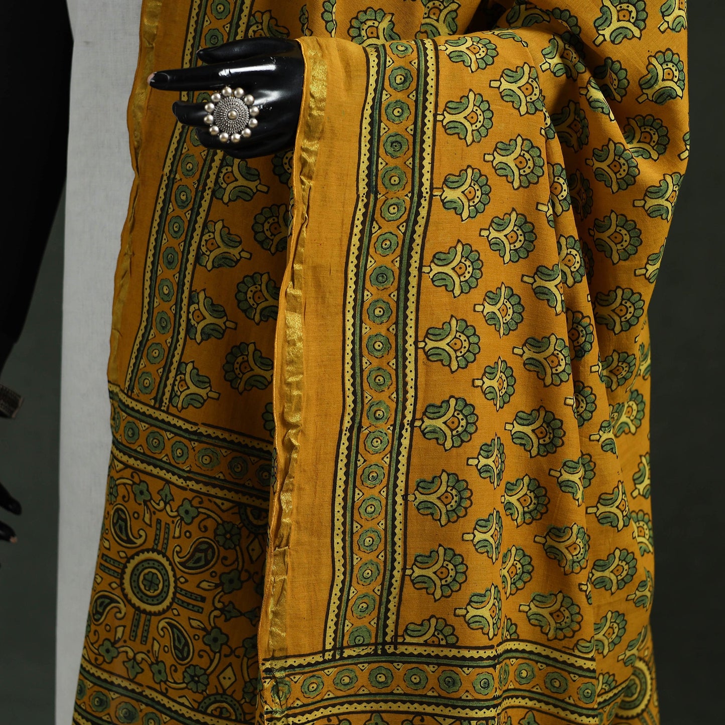 Yellow - chanderi silk kutch hand block print natural dyed