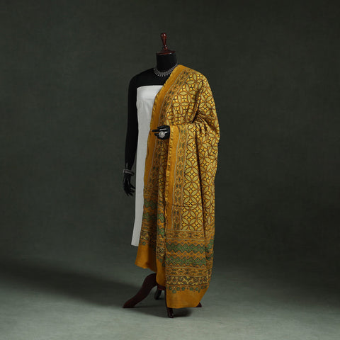Yellow - chanderi silk kutch hand block print natural dyed