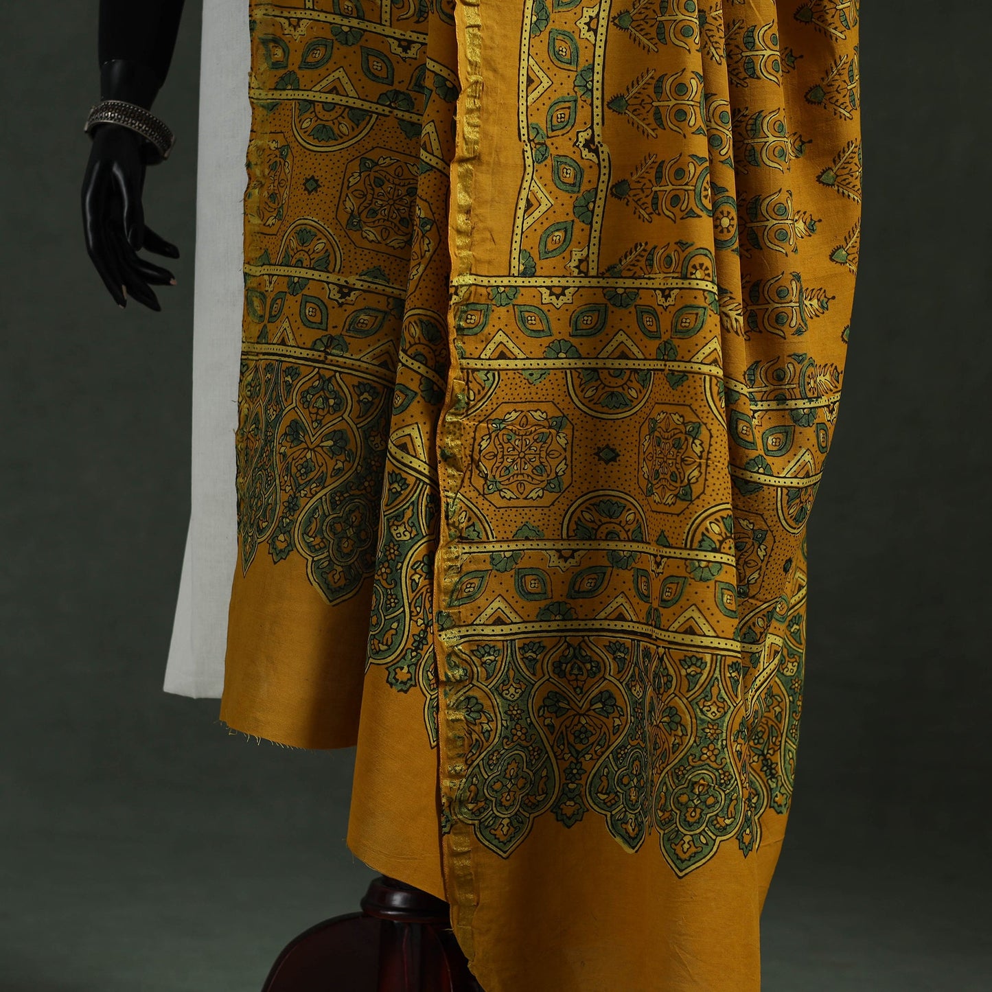 Yellow - chanderi silk kutch hand block print natural dyed