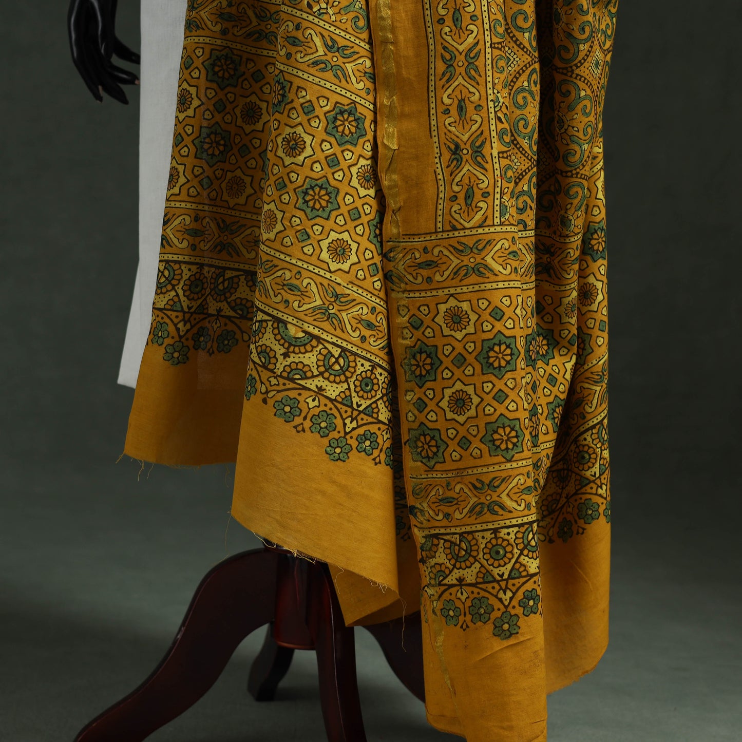 Yellow - chanderi silk kutch hand block print natural dyed