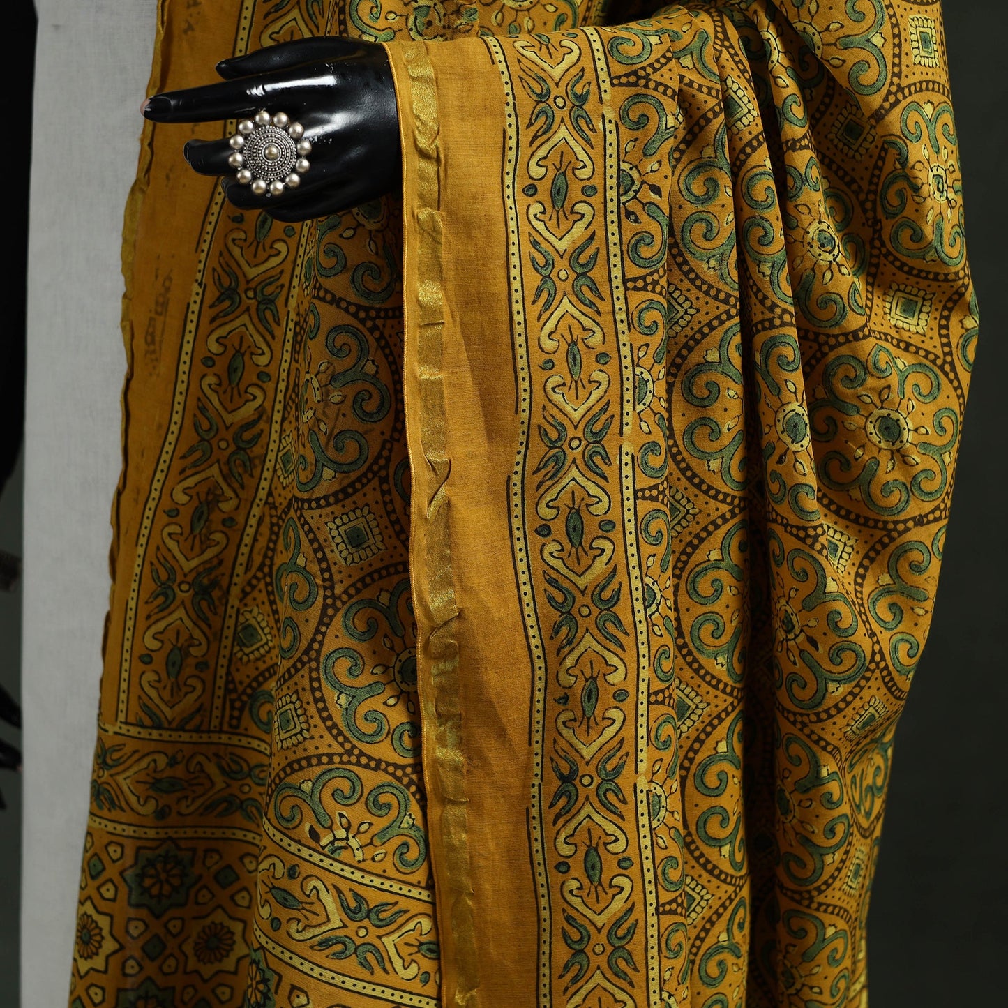 Yellow - chanderi silk kutch hand block print natural dyed