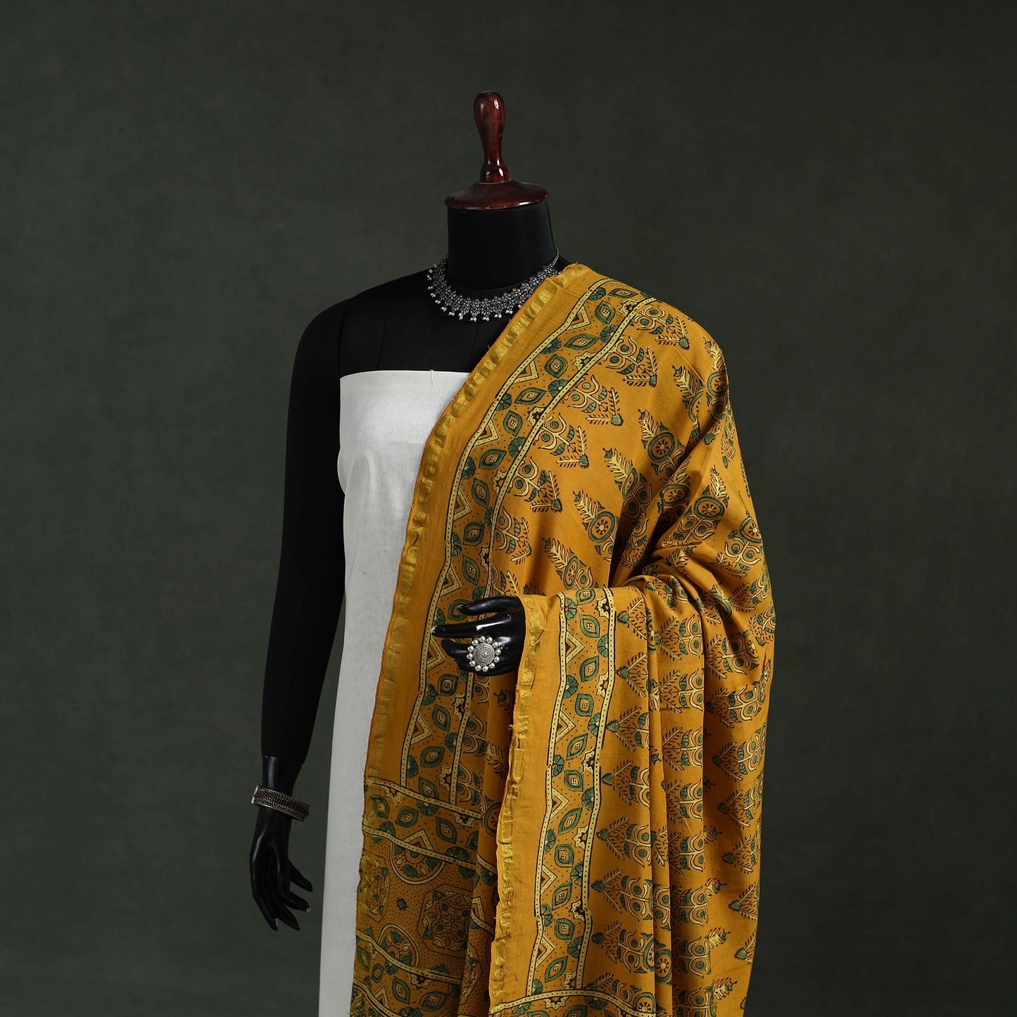 Yellow - chanderi silk kutch hand block print natural dyed