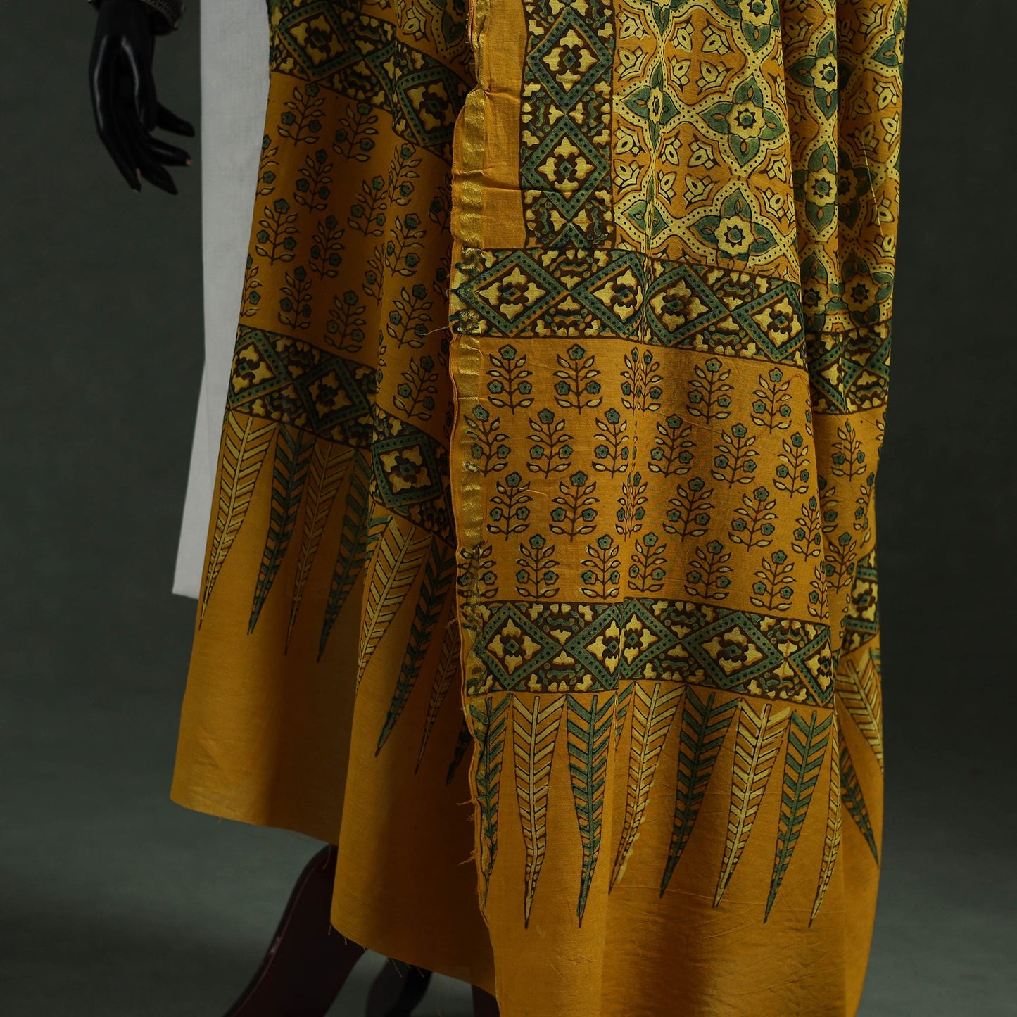 Yellow - chanderi silk kutch hand block print natural dyed