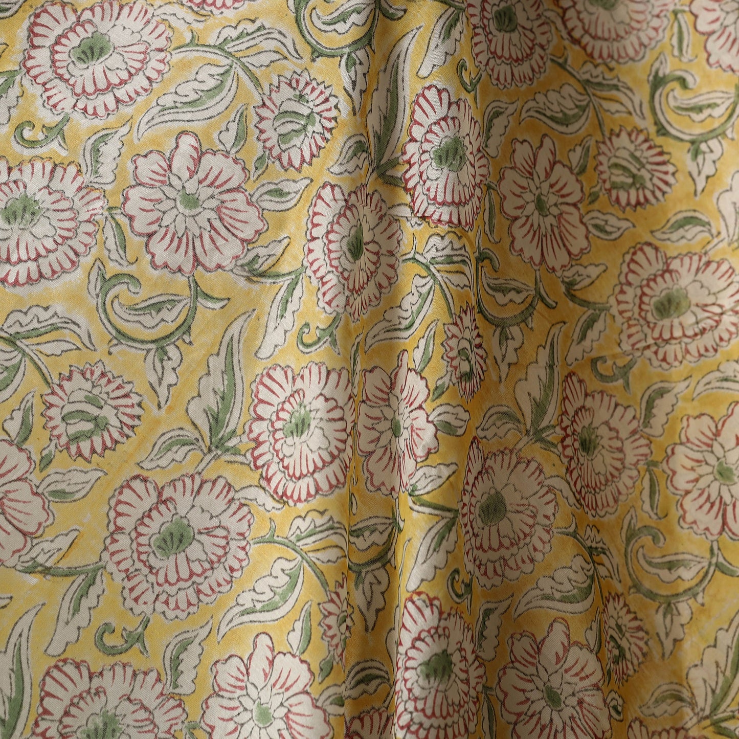 Yellow - chanderi silk sanganeri fabric 09 - handcrafted