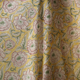 Yellow - chanderi silk sanganeri fabric 09 - handcrafted