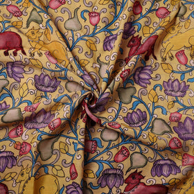 Yellow Chanderi Silk Srikalahasti Pen Kalamkari Fabric