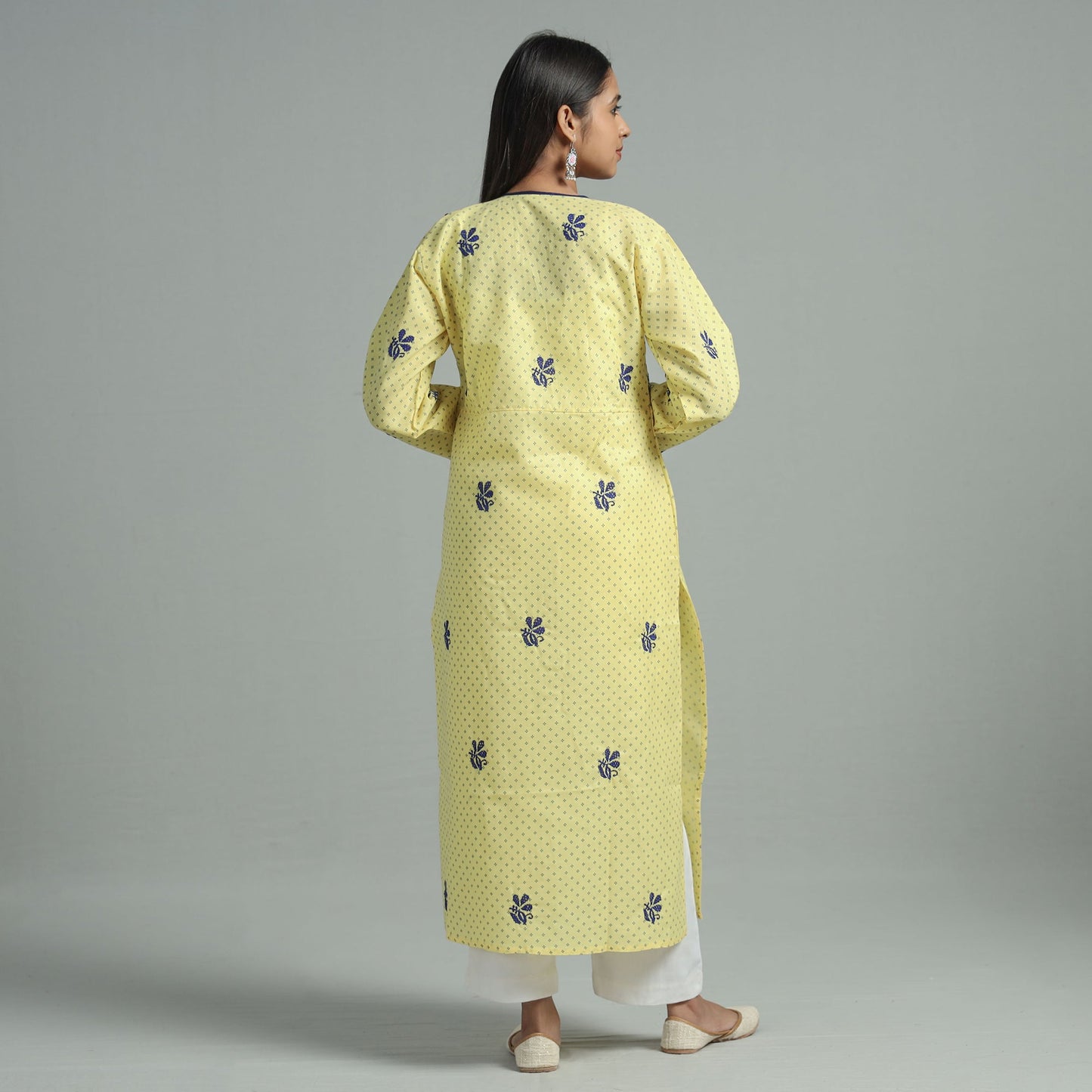  Chikankari Hand Embroidered Cotton Long Kurta for Women