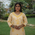 Buy Chikankari Hand Embroidered Cotton Long Kurta for Women