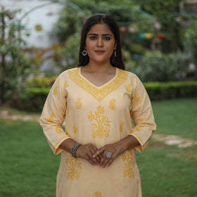 Buy Chikankari Hand Embroidered Cotton Long Kurta for Women