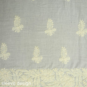 Yellow Chikankari Hand Embroidery Mul Cotton Kurta Material 