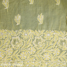 Yellow Chikankari with Parsi Style Embroidery Cotton Kurta Material
