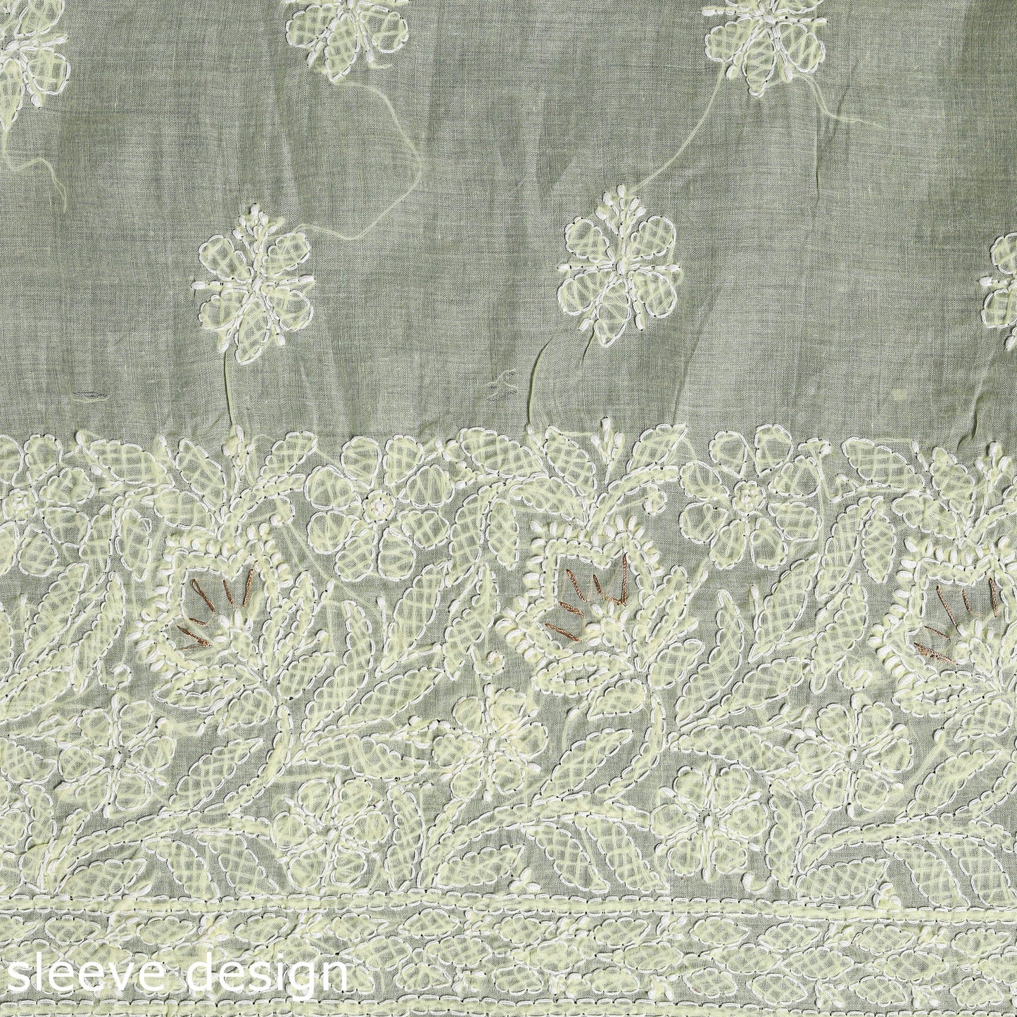 Yellow Chikankari with Parsi Style Embroidery Cotton Kurta Material