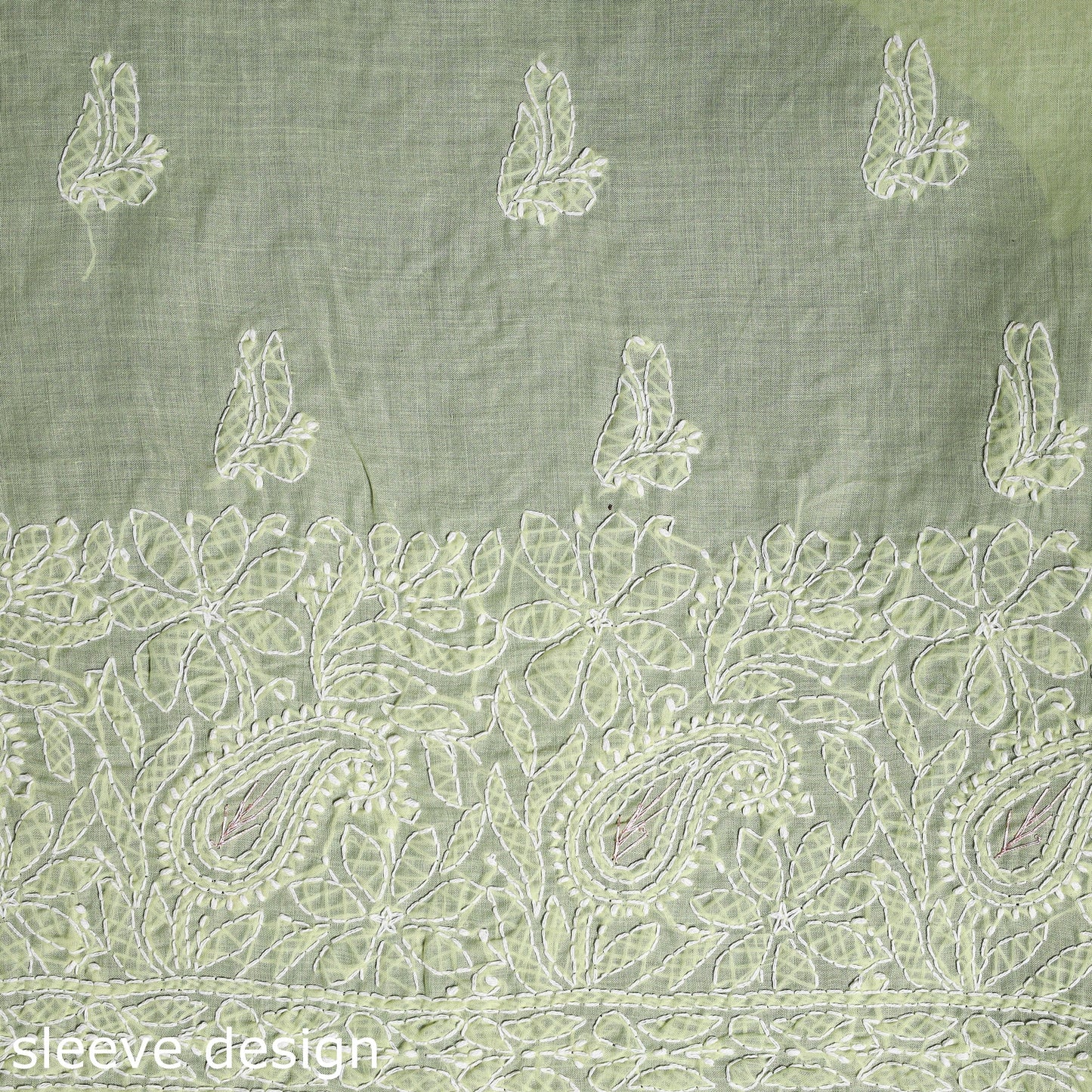Yellow Chikankari with Parsi Style Embroidery Cotton Kurta Material