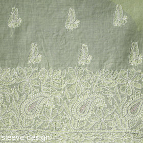Yellow Chikankari with Parsi Style Embroidery Cotton Kurta Material