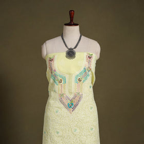 Chikankari with Parsi Style Embroidery Cotton Kurta Material