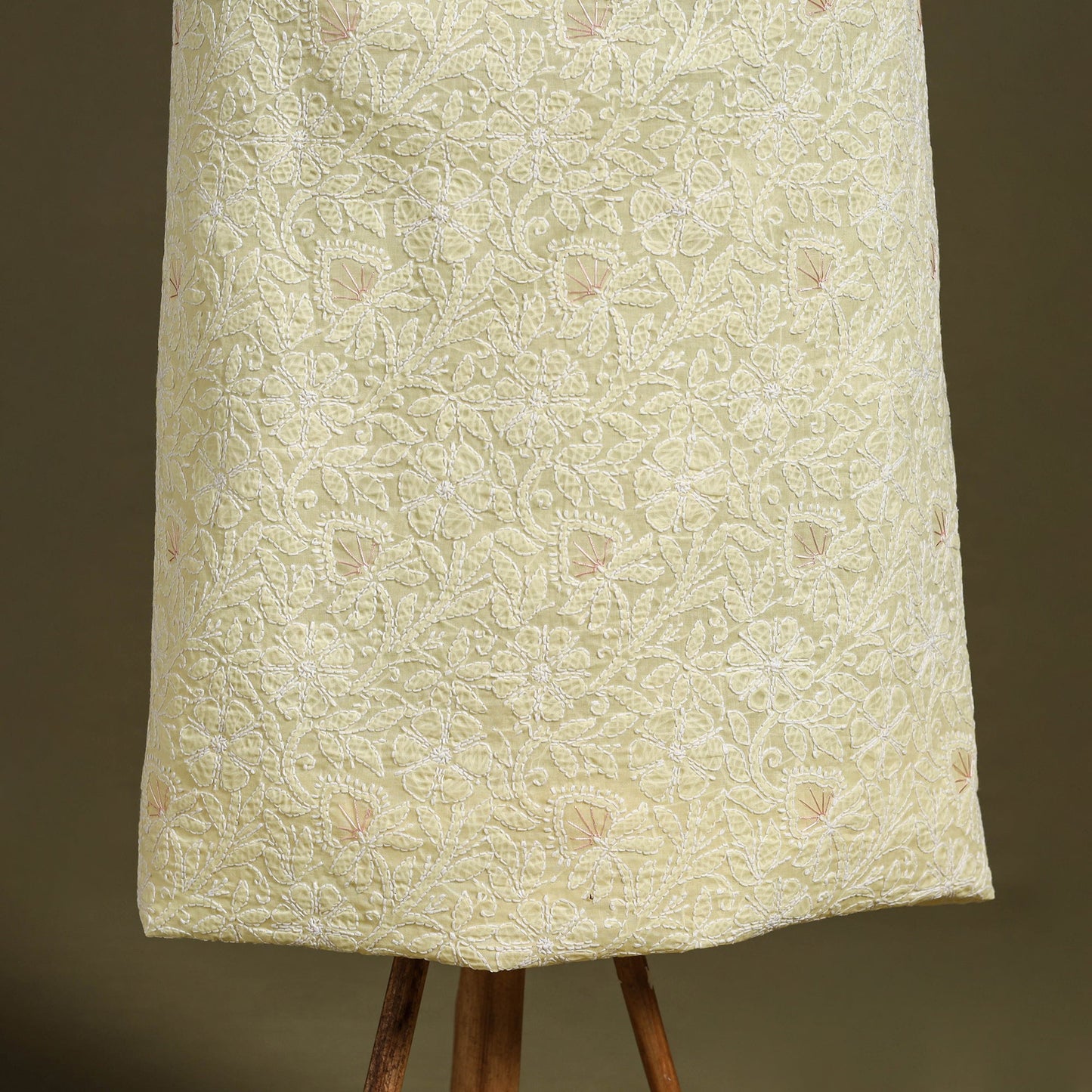 Chikankari with Parsi Style Embroidery Cotton Kurta Material