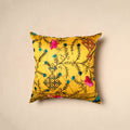 Buy Yellow Chinon Phulkari Embroidered Cushion Cover
