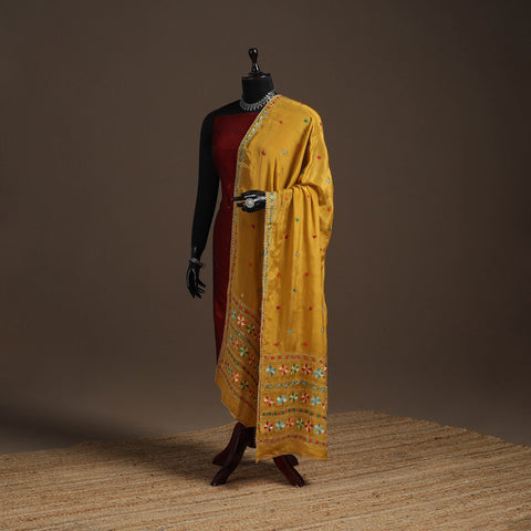 Chinon silk hand embroidered phulkari dupatta 05