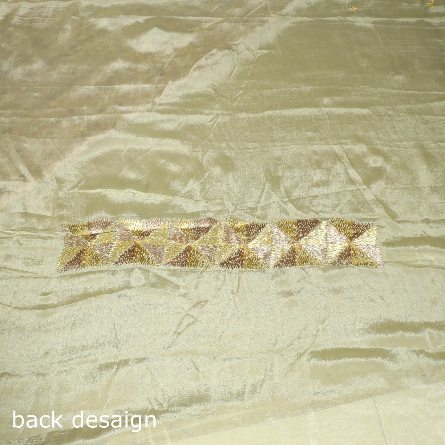 Yellow - chinon silk hand embroidery phulkari saree 18