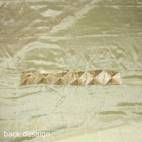 Yellow - chinon silk hand embroidery phulkari saree 18